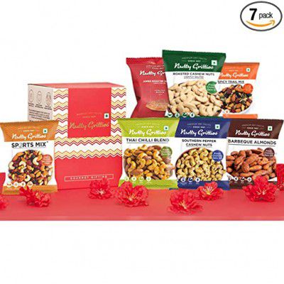 Nutty Gritties Dry Fruits Combo Gift Pack ,7 Flavoured Nuts Variants (Vegan, Gluten free, Oil Free, Keto Friendly) ,165g (Pack of 1)