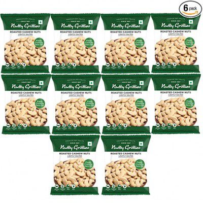 Nutty Gritties Roasted Cashews, Lightly Salted, Dry Roasted, Non Fried, Zero Oil, Crunchy Healthy Snack - 21g ( PACK OF 10 )