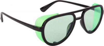 NuVew  UV Protection Aviator, Shield Sunglasses (57)  (For Men & Women, Black, Green)