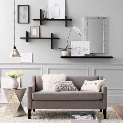 NW CRAFTS Unique Design Wooden Intersecting Wall Hanging Rack Shelf for Living Room Bedrooms and Office