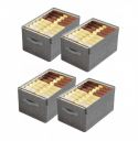 NYALKARAN Foldable Wardrobe Organizer (26 LTR STORAGE BASKET WITH LID, PACK OF 4)...