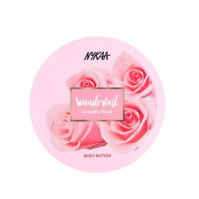 'Nykaa Wanderlust Country Rose Body Butter with Shea & Cocoa Butter - Vitamin E & Jojoba Extract, Deeply Moisturize & Hydrate Skin, Sodium & Sulphate free, Paraben Free - 200ml