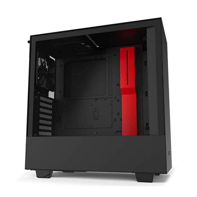NZXT H510 Mid-Tower Mini-ITX Computer Cabinet/Gaming Case Black/Red with 2x120mm Fans
