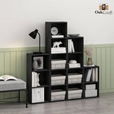 Oakcraft Engineered Wood Open Book Shelf (Finish Color - BLACK, Pre-assembled)