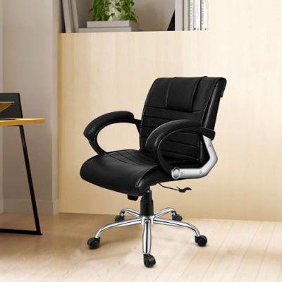 [Extra Rs 2216 Off] Oakcraft Harmony Black Office/Study Chair/Visitor Chair Medium Back Leatherette Ergonomic Office Chair