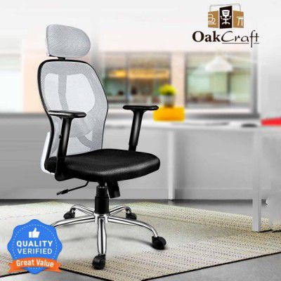Oakcraft Matrix Ergonomic Chair with Soft Comfortable PP Pads (Grey, Optional Installation Available)