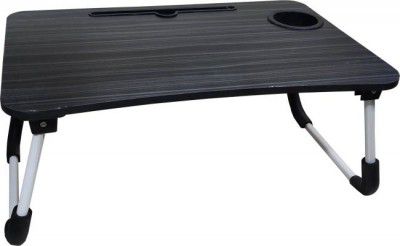 OANGO WOODEN LAPTOP TABLE Wood Portable Laptop Table  (Finish Color - BLACK, Pre Assembled)
