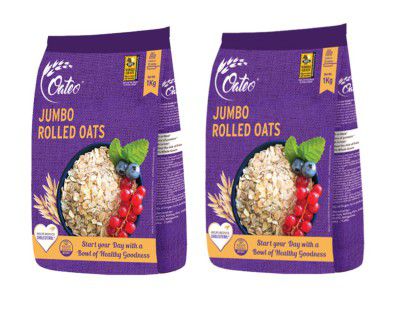 Oateo Jumbo Rolled Oats 2 kg (2 Packs - 1kg Each)