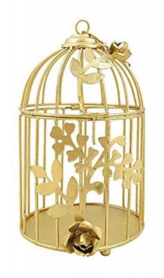 obbi beautifulgold Plated Candle Holder Tea Light ( 8 inches) with Free Tea Light Candles, Iron