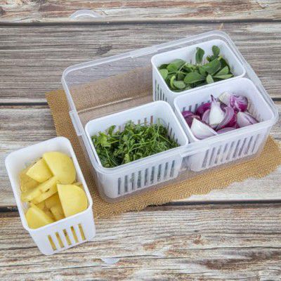 Oblivion fridge storage boxes | fridge container for Kitchen Storage Set (4- Compartment)