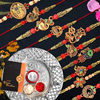 Oblivion Pooja Thali with Rakhi Set of 10