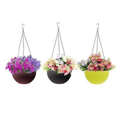 Ocean Mart- Euro Hanging Planters - 3 Pcs (7 Inch, Multicolor) | Decorative Hanging Pots