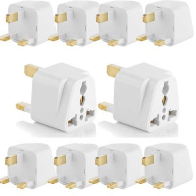 Ocko 3 Prong Pin Plug (Type G Adapter) | Travel Companion for International Devices, Australia/New Zealand/China, UK (Pack of 10, White)
