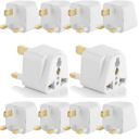 Ocko 3 Prong Pin Plug (Type G Adapter) | Travel Companion for International Devices, Australia/New Zealand/China, UK (Pack of 10, White)...