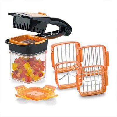 OCKO 5 in 1 Fruit and Vegetable Cutter Chopper, Dicer, Grater, Slicer with Container and Sharp Stainless Steel blases (Pack of 1)