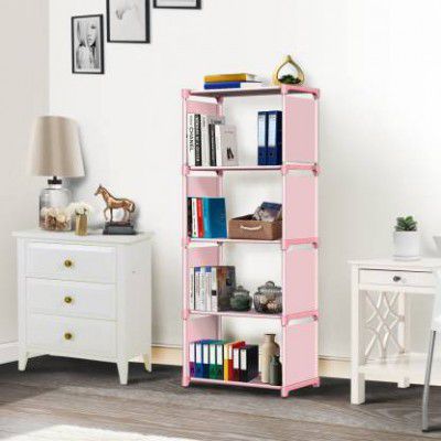 octavic Plastic 5 Shelf Book Organizer Plastic Open Book Shelf  (Finish Color - Light Pink a5, DIY(Do-It-Yourself))