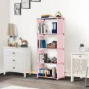 octavic Plastic 5 Shelf Book Organizer Plastic Open Book Shelf  (Finish Color - Light Pink a5, DIY(Do-It-Yourself))...