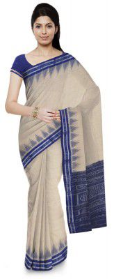 ODISHA HANDLOOM Women's Ikat Cotton Saree (o 23_Off-White)