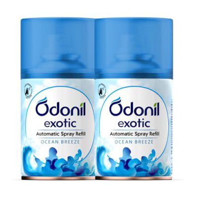 Odonil Exotic Automatic Spray Refill - 450ml (Pack of 2, 225mlx2) | Ocean Breeze | 2x Long Lasting | 2200 Sprays Guaranteed | Fits all Machines | Lasts upto 60 days