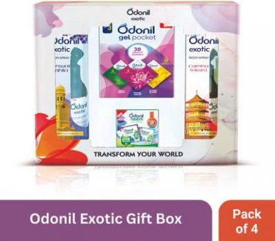 Odonil Exotic Gift Box |Gel Pocket Mix + Neem Air Freshner + 2 Room Spray Blocks Exotic Gift Box  (4 x 155.5 g)