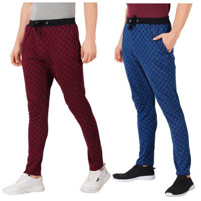 OFFENDERS® Branded Side Zip Pockets Checkered Track Pant Elasticated Weist Band with Drawstring Inside
