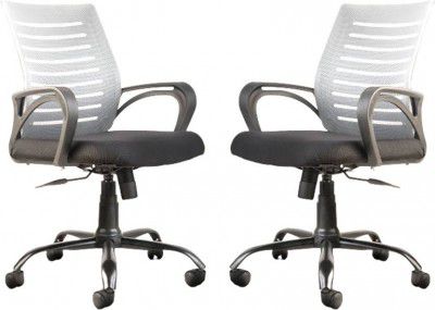 IAFA Diego Mid Back Ergonomic Office Chair Heavy Duty Black Metal Base (Black, Grey, Set of 2, DIY(Do-It-Yourself))