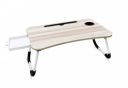 Officebasics Multipurpose Foldable Laptop Table with Cup Holder, Study Table, Bed Table, Breakfast Table, Foldable and Portable/Ergonomic & Rounded Edges/Non-Slip Legs, WA026-G, Grey...