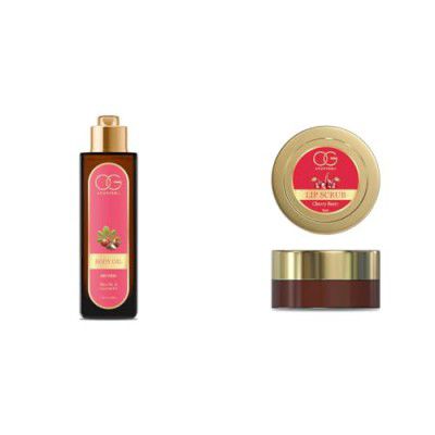 OG BEAUTY Ayurveda Moisture Boost Shea & Coconut Body Oil | Deep Hydration | Men & Women |Vitamin E & Ayurvedic Herbs | 100 ML AYURVEDA Cherry Berry Lip Scrub 8 Gm