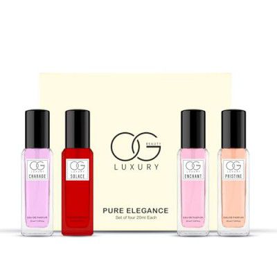 OG BEAUTY LUXURY Fragrances Pack of 4, 20ml | Charade, Solace, Enchant, Pristine | Perfume Gift Set | Long Lasting EDP Fragrance Scent | For Women