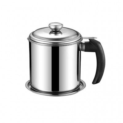 Oil Strainer Pot Grease Can Oil Filter Pot Stainless Steel Cooking Grease Container, 1.5L