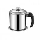 Oil Strainer Pot Grease Can Oil Filter Pot Stainless Steel Cooking Grease Container, 1.5L...
