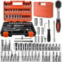 OKASTA 53 Pcs 1/4 inch Ratchet Socket Wrench Set Drive, with Bit Socket Set  (Pack of 53)...