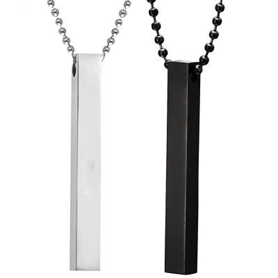 Okos Mens Jewellery 3D Cuboid Vertical Bar/Stick Stainless Steel Locket Pendant Necklace for Boys and Men PD1000871