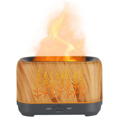 OKTOYO Essential Oil Diffuser with Flame Light, Upgraded Super Quiet Diffusers for Aromatherapy Essential Oils Mist Humidifiers with 3 Mist Mode 4 Timer Waterless Auto Shut-Off for Home Office(Wood)