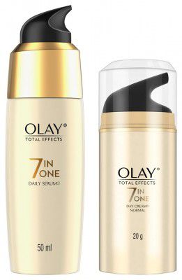 Olay Serum Total Effects 7 in 1, Anti-Ageing Smoothing Serum, 50 ml & Olay Day Cream Total Effects 7 in 1, Anti-Ageing Moisturiser, 20g