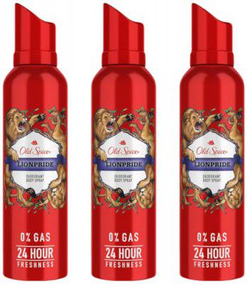 Old Spice Lionpride No Gas Deodorant Body Spray Perfume For Men, 140ml (Pack of 3)