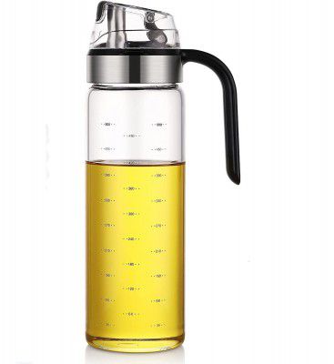Olive Oil Dispenser Bottle 500 ml Glass Oil Cruet with No Drip Spout, Ergonomic Non Slip Handle & Measuring Marks - Leakproof Oil and Vinegar Dispenser for Kitchen Cooking