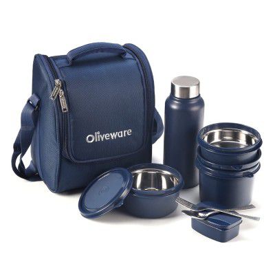 oliveware Alloy Steel Teso Pro Lunch Box with Bottle