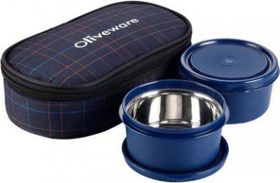 Oliveware Deniz Lunch Box | 2 Stainless Steel Containers (900 ml, Thermoware)