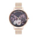 Olivia burton Fine Art Qtz Basic Black & Floral Round Dial Women's Watch - OB16WG22...