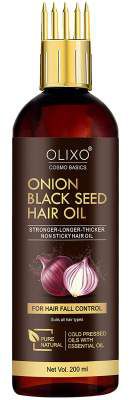OLIXO Onion Black Seed Hair Oil For Hair Growth | Hair Fall Control With Comb Applicator