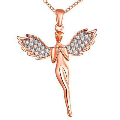 Om Jewells Immitation Crystal Jewellery Rose Gold Plated Pure Soul Angel Pendant Necklace With Chain For Girls And Women PD1000851