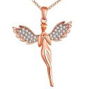 Om Jewells Immitation Crystal Jewellery Rose Gold Plated Pure Soul Angel Pendant Necklace With Chain For Girls And Women PD1000851...