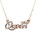 Om Jewells Valentine Gift Jewellery Collection Ravishing Gold Platted Queen Pendant Necklace Chain Made With White Crystal Elements for Girls & Women PD1000854 (Gold)...