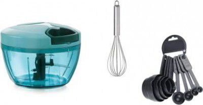 OMORTEX KitchenCombo Of 450 ML Chopper,StainlessSteel Whisk & 8 PcsMeasuring (Pack Of 3) Vegetable & Fruit Chopper  (Chopper Combo)