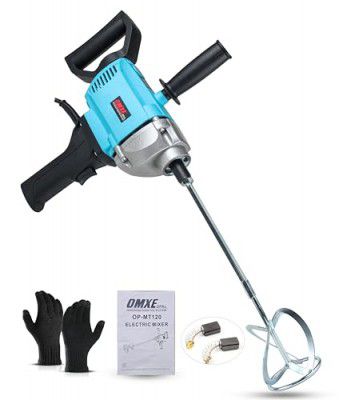 OMXE OPAL 1500W Paint Mixer Machine, 680 RPM, 160mm Collet, 6 Speed Levels, High Torque Motor, Putty & Cement Mixing, Dust-Proof Rotary Tool with Trigger Lock, 220V, 2m Cord, Home & Professional Use