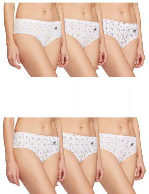 ONCH Womens Pure Cotton Printed Inner Elastic Panties - (Pack of 6)