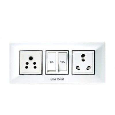 One Beat Extension Board with 2 Socket, One 6A and One 16A - Heavy Duty 16A Switch, Heavy Duty 16A Socket, Safety Shutter on 16A Socket with 2 Meter Power Cord - Multcolor (2 Socket)