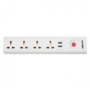 One Beat Extension Board with 2 USB and 4 Socket,Power Load 10 AMP 4 Meter Long Power Cord - White (4 Socket + 2 USB + 4 M)...