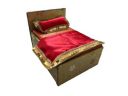 ONE Click Luxurious Wooden Bed for 0-1-2-4 No. Size Laddu Gopal Ji, Krishna Ji,Thakur Ji Bed Comes with Beautiful Mattress,1 Large Pillow,1 Night Cover Sheet (Orange Mattress Set, 0-2 Size)...
